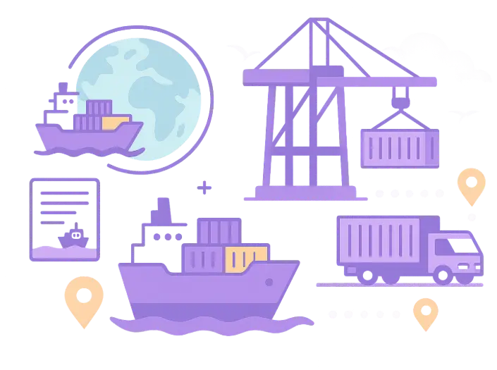 Gestión de envíos marítimos con software transporte para planificación de rutas y control logístico internacional.