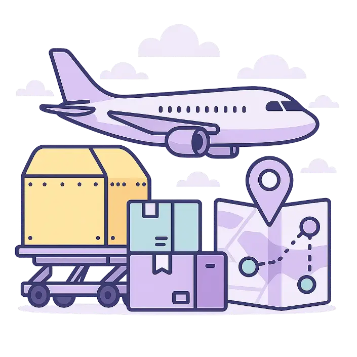 Gestión de envíos aéreos con software transporte para planificación de rutas y control logístico internacional.
