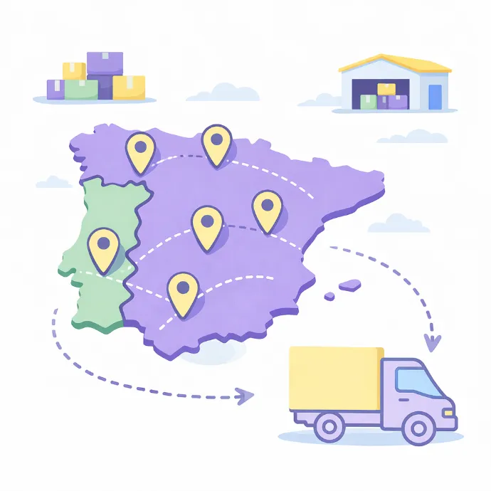 Distribución capilar con software TMS e IA para planificación de rutas, múltiples paradas y optimización de entregas en España y Portugal.
