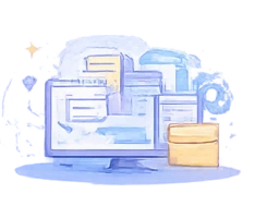 Ilustración de integración completa en un software TMS logística, conectando sistemas de software gestión transporte y mejorando la planificación logística y la planificación transporte.
