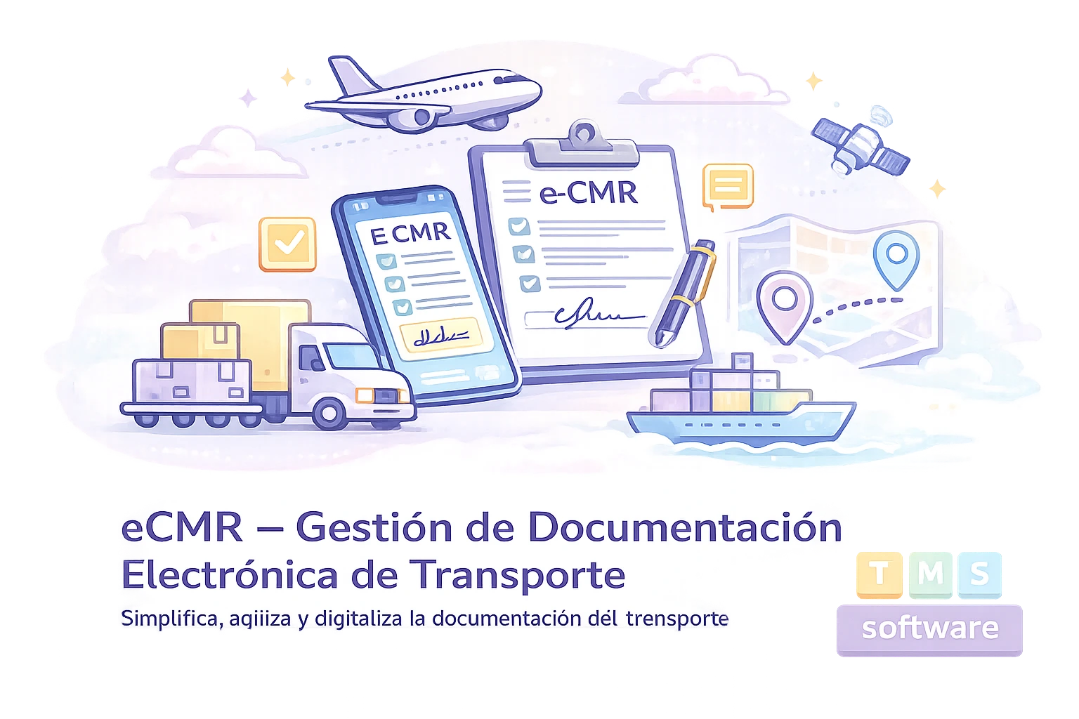 Solución eCMR España para transporte digital con integración de carta de porte electrónica, digitalización de documentos de transporte y gestión eficiente del CMR digital en empresas logísticas.