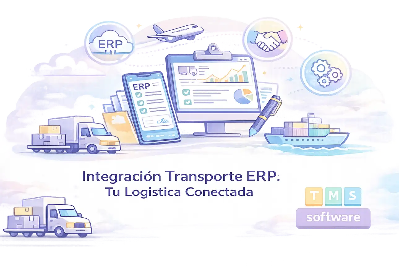 Integración transporte ERP con plataforma logística digital, conexión de sistemas mediante API y EDI y gestión centralizada de procesos logísticos y transportistas.