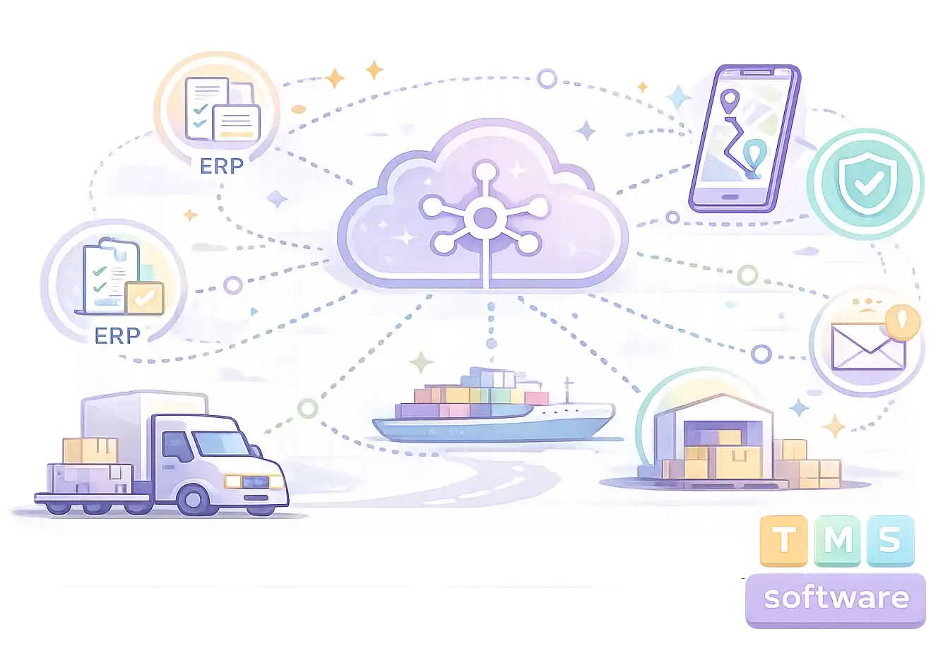 Plataforma logística integrada para gestión centralizada del transporte, conexión de sistemas TMS y ERP y control completo de operaciones logísticas digitales.