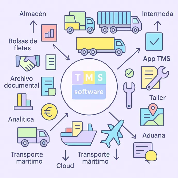 El TMS Zucchetti representa la nueva generación del software de transporte profesional, diseñado para cubrir cada necesidad operativa de las empresas logísticas modernas. Su tecnología combina potencia, flexibilidad y experiencia, ofreciendo una gestión logística integral que abarca transporte terrestre, marítimo, aéreo e intermodal. Con más de 25 años de desarrollo y más de 800 empresas europeas activas, este TMS Software integra herramientas de planificación de rutas inteligentes, optimización de flotas, control de costes, analítica avanzada y trazabilidad en tiempo real. La digitalización logística que impulsa el Software TMS Zucchetti permite automatizar procesos, conectar equipos y garantizar la visibilidad total de cada operación. Su enfoque modular y escalable lo convierte en la solución ideal tanto para grandes operadores internacionales como para pequeñas y medianas flotas que buscan competitividad, precisión y crecimiento sostenible.